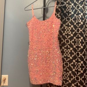 Lucy in the Sky pink sequin mini dress